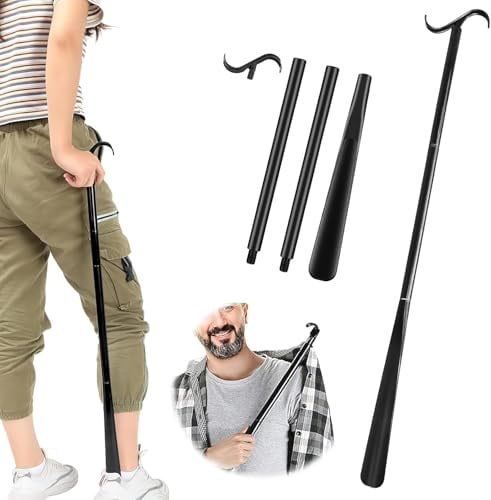 Schuhlöffel Extra Lang, 90cm Schuhanzieher Lang 3-in-1Schuhlöffel Lang Anziehhilfe & Sockenentferner von Schuhen und Kleidung im Sitzen oder Stehen für Herren Damen Kinder Senioren