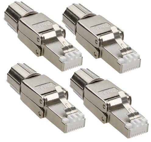 kenable RJ45 Connector for Cat6a Cat7 & Cat8 Solid Cable | Tool-less Plastic Clip | 40GIG IDC | 4-Pack