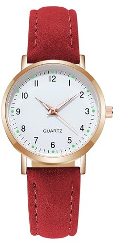 AOOSU Montre Femme, Lumineux Montre à Quartz Analogique pour Femme, Montres à la Mode Femmes Montres élégante avec Bracelet en Cuir Brossé pour Femmes