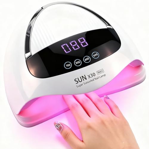 500 W UV/LED-Nagellampe – 90-LED-Nageltrockner für schnelles Aushärten von Gel-Nagellack, mit automatischem Sensor und 4 Timern (10 s/30 s/60 s/99 s), intelligentem LCD-Display für den Gebrauch