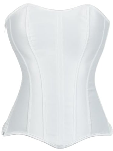 Generico Corsetto Donna - Bustino Corsetto Gotico Corpetti Waist Trainer Corset Nero Corpetto Sexy Feste Pizzo Carnevale Fascia Addominale Dimagrante Shapewear Bianco S