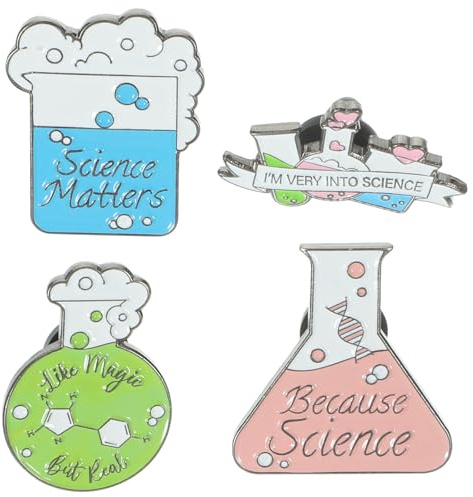 NIYANGLE Lot de 4 Broches pour Vêtements en Alliage, Broche de Chimie Créative de Tube à Essai, Fixation Solide pour Paquet et Chapeaux