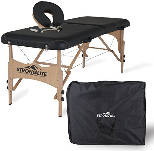 STRONGLITE Massageliege Shasta - Mobiler, Tragbarer Massagetisch inkl. Tasche, Verstellbarer Kopfstütze, Gesichtskissen (70x185cm)