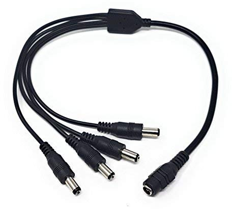 MainCore 1 Female to 4 Male DC Power Splitter Cable – 5.5mm x 2.1mm Y Adapter Lead for 12V PSU, CCTV, Security Cameras, Monitors, and Extensions