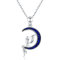 NewL Collier avec pendentif en argent sterling 925 avec motif fée porte-bonheur sur lune bleue pour femme, bijoux cadeaux, tissu argent sterling, zircon cubique, Argent sterling, Zircone cubique