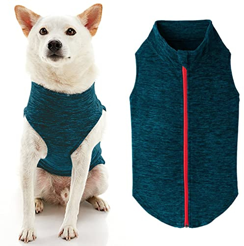 Gooby Zip Up Fleece Dog Sweater - Turquoise Wash, 2X-Large - Warm Pullover Fleece Step-in Dog Jacket Without Ring Leash - Winter Small Dog Sweater - Dog Clothes for Small Dogs Boy and Medium Dogs