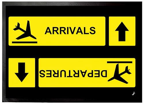 1art1 Flughäfen Arrivals Departures Fußmatte Dekomatte Innenbereich | Design Türmatte 70x50 cm