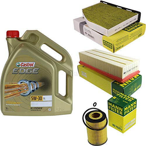 Filter Set Inspektionspaket 5 Liter Motoröl EDGE Titanium FST 5W-30 LL MANN-FILTER Innenraumfilter Luftfilter Ölfilter
