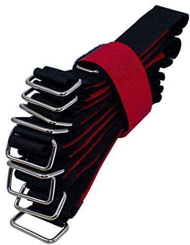 Lumonic 10x Klettbinder 400x30mm gekreuzt Schwarz Rot - Wiederverwendbare Kabelbinder aus Klettband - Zum Befestigen oder Kabelmanagement