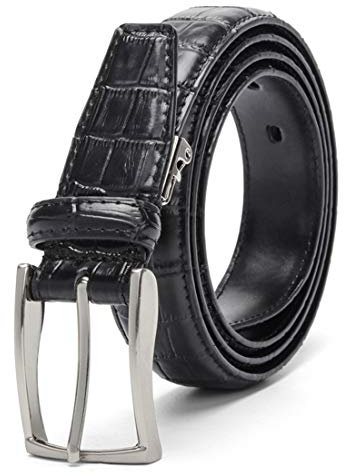 TikTako Herren Gürtel Krokodil-Muster 3,0 cm Gürtel Damen Unisex Pu Gurt-Schwarz-Braun