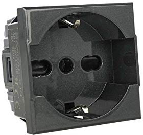 Presa Schuko 2P+T 16A, Compatibile con Bticino Axolute (Nero)