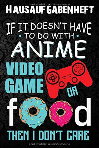 Anime und Manga: Anime Game & Food, Hausaufgabenheft liniert 100 Seiten, ohne Datum, Notizheft / Tagebuch, perfektes Geschenk für Jungen und Mädchen
