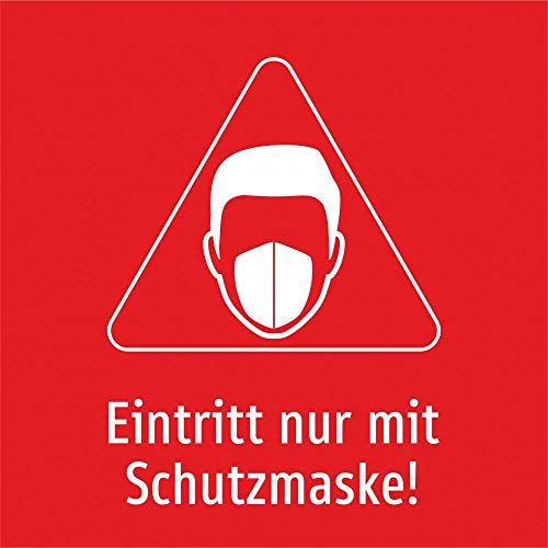 Eintritt nur mit Schutzmaske! (rot 1) - 200 x 200 mm, Aufkleber