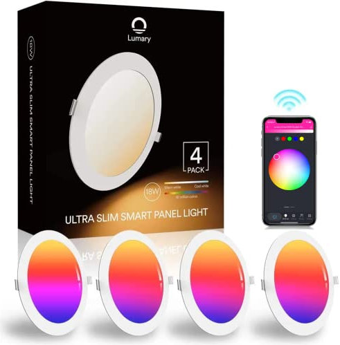 Lumary Intelligente Einbauleuchte Alexa, 18W WLAN LED Decken Strahler, Farben Dimmbar RGBWW 2700K-6500K Smart Einbaustrahler, Musik Deckenspots Kompatibel mit Alexa Google Home (4 Stück)