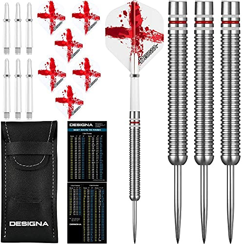 Designa National Patriot Dartpfeile-Set, 22 g/24 g, Wolfram-Flagge, Flüge, Stiele, Etui