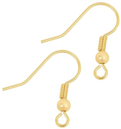 BENECREAT 100 pièces crochets de boucle d'oreille français plaqués or 18 carats avec boules de boucles d'oreilles pour la fabrication de boucles d'oreilles bricolage, 18x18x0.7mm
