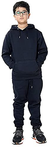 NY Deluxe Edition Jogginganzug für Kinder, Mädchen und Jungen, schlichter Jogginganzug mit Kapuze, Komplettset, Alter 7/8, 9/10, 11/12, 13 Jahre (Marineblau, 13)