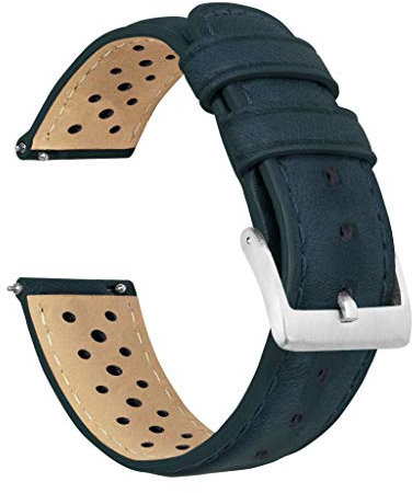 Barton Racing Horween-Lederarmband, Schnellverschluss 18 mm, 19 mm, 20 mm, 21 mm, 22 mm, 23 mm und 24 mm 18mm marineblau