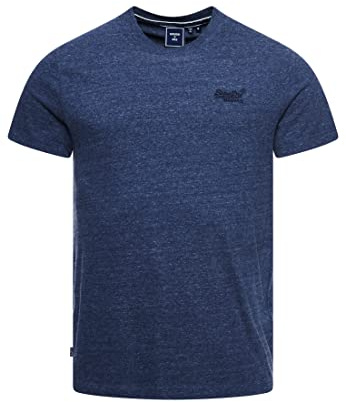 Superdry Herren Essential T-Shirt aus Bio-Baumwolle mit Logo Marineblau Meliert XS