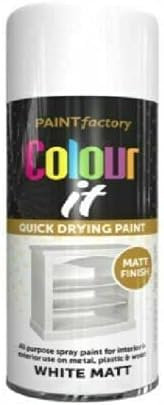 HOMION Colour it prime spray paint 400ml sunshine gloss or matt finish quick drying metal wood aerosol (1, WHITE MATT)