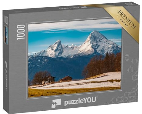 puzzleYOU: Puzzle 1000 Teile „Winterlandschaft am Watzmann, Deutschland“ – aus der Puzzle-Kollektion Bayern, Watzmann, Berchtesgaden