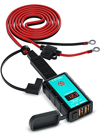12V Motorrad USB Steckdose mit digitaler Batteriespannungsanzeige