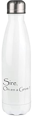 Botella isotérmica blanca de agua con diseño de Sire on a grande