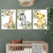 Youihom Poster Tiere Baby a3 Bilder Dschungeltiere Safari Giraffe Zebra Löwe 30 x 40 cm Kunstdruck Waldtiere Leinwand Dekoration Schlafzimmer Kinder Jungen Mädchen Geschenk ohne Rahmen