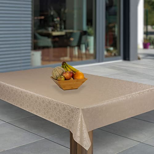 laro Wachstuch-Tischdecke Abwaschbar Garten-Tischdecke Wachstischdecke PVC Plastik-Tischdecken Eckig Meterware Wasserabweisend Abwischbar AQ, Muster:Beige Umbra geprägt, Größe:140x200
