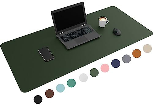 WURK Schreibtischunterlage [120 cm x 60 cm] - Premium Qualität - Mauspad - Große Schreibunterlage - Mauspad XXL - Rutschfeste Unterlagenmatte - Desk Mat - PU Leder Inklusive Kabelclip (Grün)
