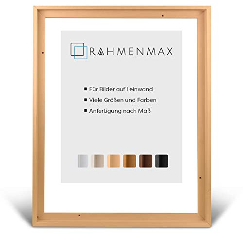 RahmenMax® Luzern Schattenfugenrahmen 60x80 cm aus lackiertem Massiv Holz/Rahmen für Leinwand/Bilderrahmen für Keilrahmen/Leinwandrahmen in Natur - Maßanfertigung möglich