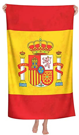 AOOEDM Toallas de Playa con Bandera de España, sábanas de baño, Funda de Toalla Grande para Mujeres y Hombres, Manta de 32x52 Pulgadas