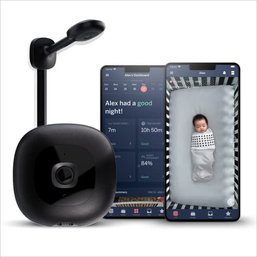 Nanit Pro Smart Baby Monitor e supporto a parete - Videocamera Wi-Fi sicura 1080p, monitoraggio del movimento del sonno e della respirazione senza sensori, audio a 2 vie, avvisi audio e di movimento,