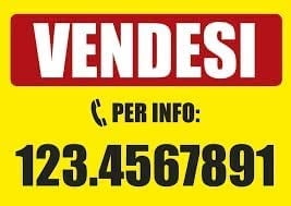 NEW CARTELLO SEGNALETICO - VENDESI PER INFO NUMERO PERSONALIZZABILE sfondo giallo - Adesivo Resistente, Pannello in Forex, Pannello In Alluminio (PANNELLO IN ALLUMINIO 30X42 CM)