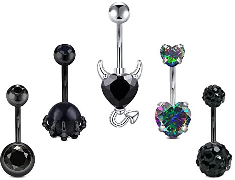 JFORYOU Bauchnabelpiercing Bauchnabel Barbell 14 Gauge Bauchpiercing aus 316L Chirurgenstahl Bauchnabel Piercing Schmuck