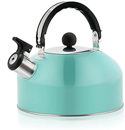 KENANLAN Bouilloire sifflante pour cuisinière - Bouteille de camping en acier inoxydable de 3 L avec poignée - Bouilloire légère pour camping, randonnée, cuisine (bleu ciel)