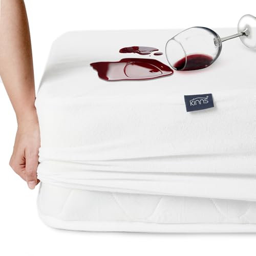 Kinns Coprimaterasso Impermeabile in Cotone 180x200 + 40 cm – Traspirante, Silenzioso, Antiacaro – Superficie Assorbente, Cotone Certificato, Angoli Elasticizzati, Protezione Incontinenza