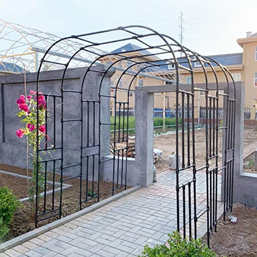 Metal Garden Wedding Arch Garden Arbor Pergola Arbour Trellis Plant Support With Base Heavy Duty Arched Flower Stand Galvanized Steel Reusable(W300xH240cm/118x94in)