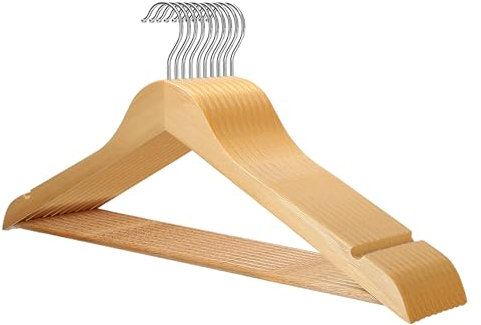 10 x Kleiderbügel Holz VonBueren | 44,5 x 22 cm je Bügel/Holzbügel | Holzkleiderbügel | 360 Grad drehbar | Hangers Clothes Wooden