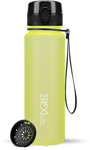720°DGREE Trinkflasche ”uberBottle” – BPA-Frei, 6 Größen, über 40 Farben | Leichte Premium Tritan Sportflasche mit Sieb - Wasserflasche für Sport, Kinder, Schule, Fahrrad, Büro, Uni, Outdoor, Alltag
