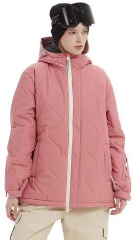Bluemagic SkiJacken für Damen, Skianzüge Schneeanzüge Outdoor Funktionsjacke, Winddicht Warm und Atmungsaktiv Reißverschlussöffnung(Rosa,XXL)