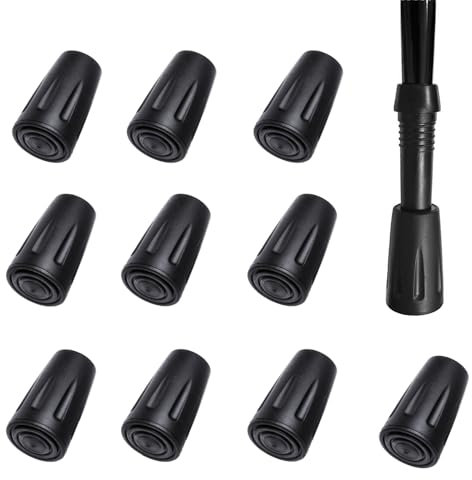 10 Stück Gummispitzen für Wanderstöcke,Krücken Gummi rutschfest,Gehstock Gummispitzen,Krückenkapsel rutschfest für Wanderstöcke, Krückenkapsel rutschfest Durchmesser von 11mm, Schwarz