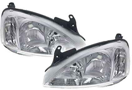 Autoteile Gocht Set Hauptscheinwerfer Scheinwerfer H7 mit Motor + Set Satz Links und Rechts Kompatibel mit Opel Combo Tour Corsa C X01 2002-2004