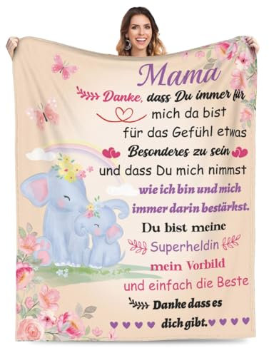 Adolgutty Geschenke für Mama, Kuscheldecke Geburtstagsgeschenk für Mama, Weihnachten Geburtstag Muttertag Mutter Geschenk, Mütter Geschenkideen, Flauschige Fleecedecke 150x130cm