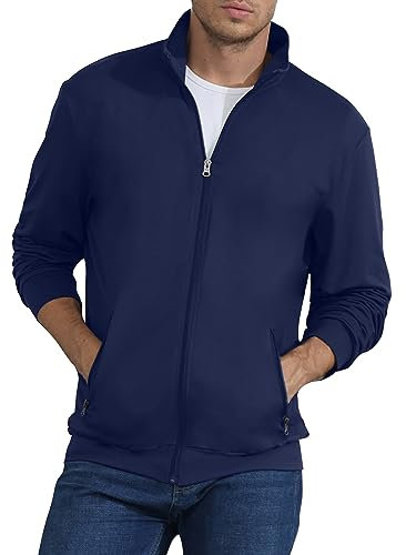 CTU Mens Sweatshirt Full Zip Active Stretchable Jacket Lightweight Long Sleeve Jacket Navy M