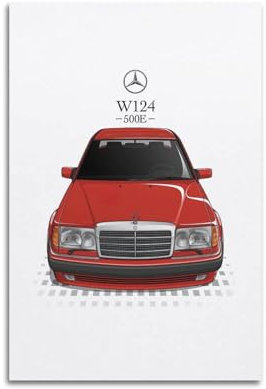 JLTC AMG Sportwagen-Poster E-Klasse E500 W124, dekoratives Gemälde, Leinwand, Wandposter und Kunstdruck, modernes Familienschlafzimmer-Dekor-Poster, 40 x 60 cm
