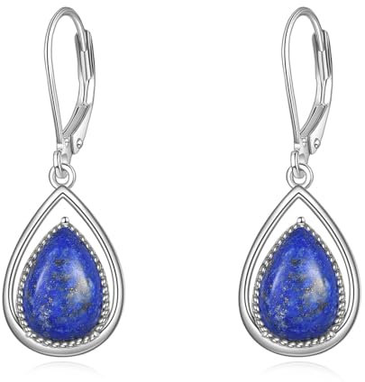 VONALA Lapislazuli-Ohrringe, 925er-Sterlingsilber, tropfenförmige, baumelnde Ohrringe - Schmuck, Geschenk für Frauen und Mädchen