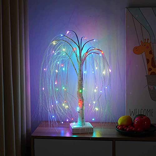 GIVOKE 16 Colors RGB Light Up Willow Tree with Remote, 20 Pre Lit Branch Twig Christmas Tree Table Lamp Night Light Indoor Lighting for Bedroom (Battery Required)
