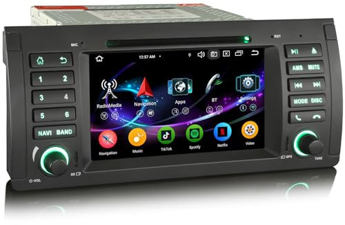 erisin Android 14 4Go+64Go 8 Core Autoradio Bluetooth 5.0 pour BMW X5 E53 Wireless Carplay Android Auto GPS Navigateur IPS DSP WiFi Dab+ SWC