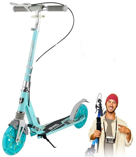 GHBXJX Big Wheel Scooter City Roller Erwachsene LED 180mm, Klappbar Cityroller mit Handbremse, Tretroller Kinder ab 6 Jahre Mädchen Jungen Teenager, Kickscooter Cityroller,Grün